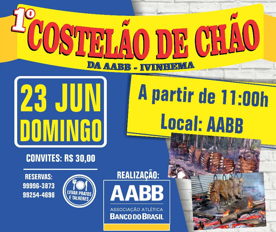 IVINHEMA: AABB realiza dia 23 o primeiro ‘Costelão de Chão’