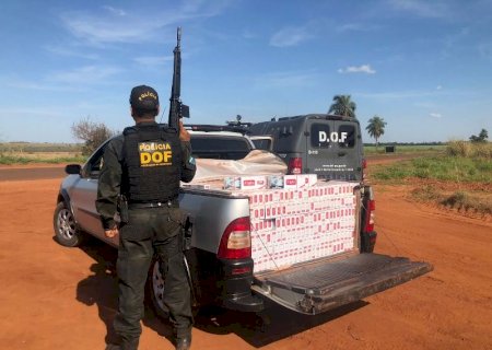 ANGÉLICA: DOF apreende veículo abarrotado com cigarro contrabandeado do Paraguai em Ipezal