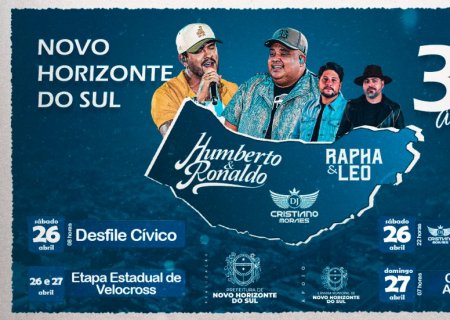 Novo Horizonte do Sul celebra 33 anos com grande festa e show nacional de Humberto & Ronaldo