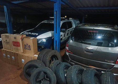 Polícia Militar apreende carga de cigarros e pneus do Paraguai