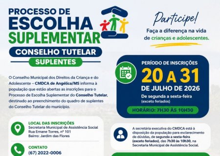 CMDCA de Angélica abre inscrições para Processo de Escolha Suplementar de suplentes do Conselho Tutelar