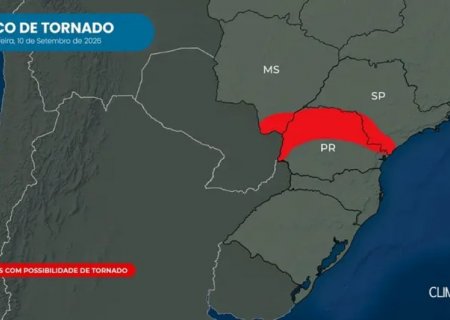 Cidades do sul de MS estão em rota de tempo severo com chance de tornado